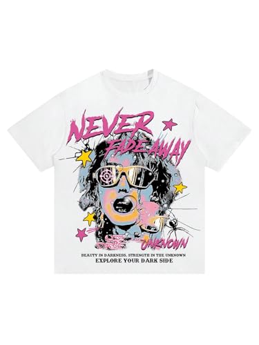 SOLY HUX Men's Graphic Tees Y2K Baggy Shirts Unisex Oversized Tshirts Figure Print 90s Vintage Streetwear Tops