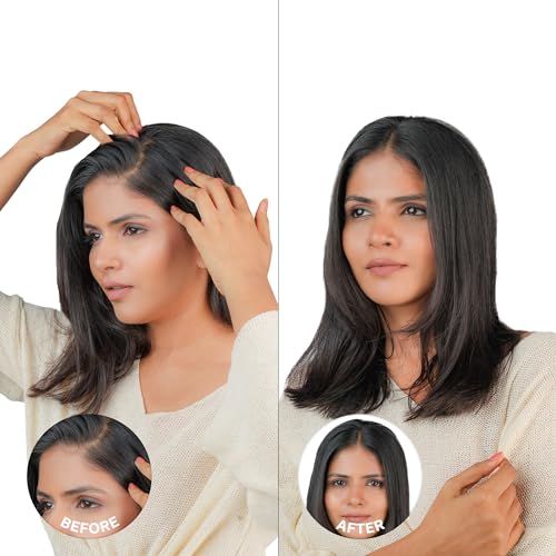 Image of Happy Heads cover up patch | Invisible cover up patch for women hair | Jet Black | 16 inches | 100% Human Hair Extensions for Women & Girls | Hair Accessories | Hair Wig | Hair Buns for Women