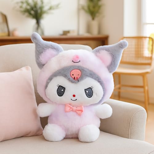Image of Kurumi Melody Plush Toy with Bow 30 cm Stuffed Doll Soft Toys for Kids Girls and Boys Anime Girl Plush Dolls Ideal Gift for Girls and Boys (Pink,White,Black)