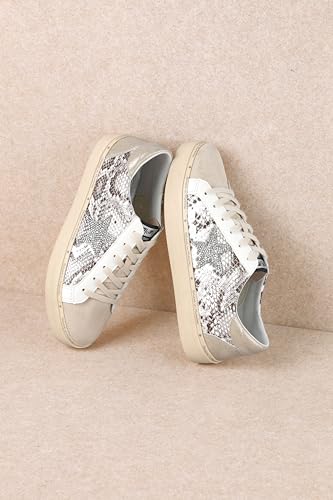 Image of Mi.iM Gaby Rubber Sole Lace-up Snake Print Suede Star Sneakers (Snake, US Footwear Size System, Adult, Women, Numeric, Medium, 11)