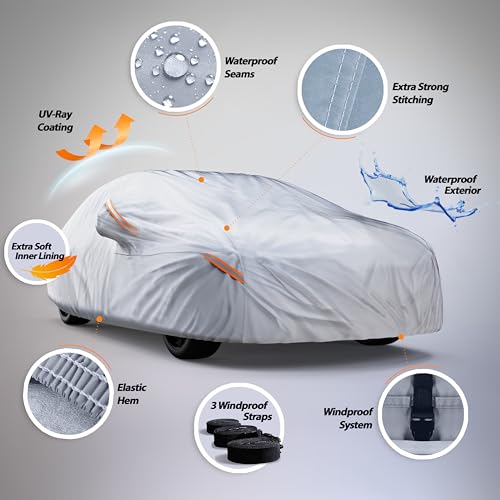 Image of Autotech Park Waterproof All Weather Car Cover Compatible with 2007-2014 Mini Clubman, Heavy Duty Outdoor /Indoor Protection, Max Protection from Sun Rain Wind & Snow