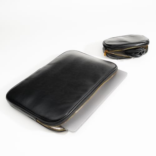 Funda para portátil de 13 pulgadas en piel sintética texturizada color negro mate 2