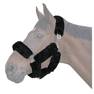 ECP Equine Comfort Products Merino Sheepskin Halter Fleece Set for Horses, 100% Natural Wool, Chafe Protection, Breathable Relief & Cushioned Comfort, Machine Washable, 9-Piece Set, Black
