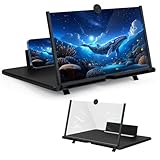 Handy Bildschirmlupe 16 Zoll | HD Fresnel Linse | Falbar & Tragbar mit Standfuß | Blaulichtfilter für Augenschutz | Ideal für Filme, Videos & Gaming | Geschenk für Männer & Technik-Fans (Schwarz)