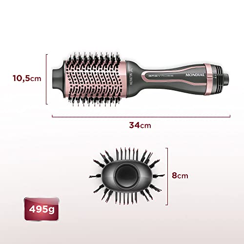 MONDIAL Escova Secadora Keratin, Bivolt, 1200W, Grafite/Golden Rose - ES-11-BI