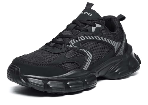 Image of KCVTD Steel Toe Shoes for Men Wide Women Lightweight Composite Work Shoes Safety Puncture Proof Breathable Sneakers Black/Black