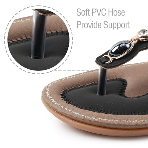 Sandals for Women Dressy Rhinestone Bling Sandals Women's flat Comfortable Beach Flip Flops2