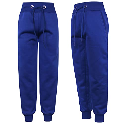 Kids Plain Tracksuit Cuffed Hoodie Sweatpants Casual Fashion Girls Boys Age 5-13 Royal Blue #TOP2