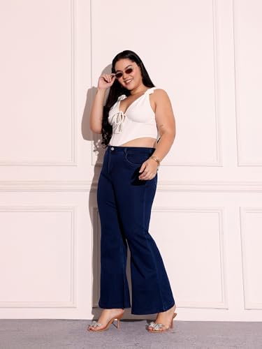 Image of Miss Chase A+ Women's Wide-Leg High Rise Regular-Length Stretchable Denim Jeans