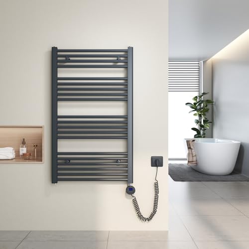 Heilmetz Radiador electrico 100x60 cm Secatoallas eléctrico con termostato Digital y función Temporizador, secatoallas electrico Antracita 500 W