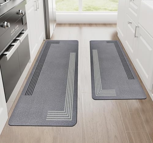 Image of SITTELLA 2 Pcs (45x80 l 45x120 cm) Mat Kitchen Floor Mats - Super Absorbent, Anti-Skid, Fast Drying & Washable Mats for Kitchen Sink, Counter & Platform Area