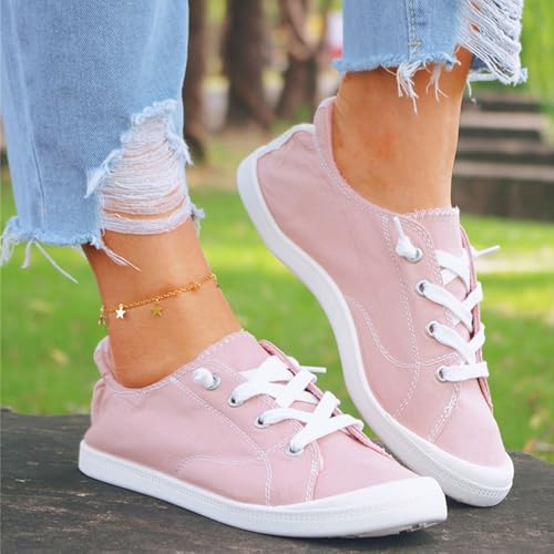 Women's Fashion Sneakers Arch Support Walking Shoes Women Canvas Sneakers for Daily Comfortable Wear Non Slip Casual Side Zipper Shoes Solid Color Classic Fit Low Top Cute Shoe3