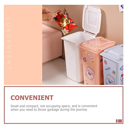 Image of GANAZONO Desk Trash can with Lid Mini Desk Trash can for Desktop can with Lid Pen Holder for Office Home School 6.29 X 3.93 X 2.55 in 4 Pack