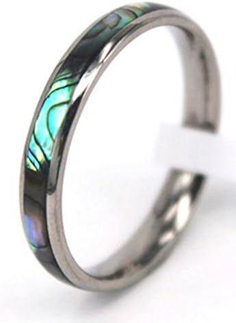 Maleka Designs Abalone Shell Inlay Titanium Ring 4mm