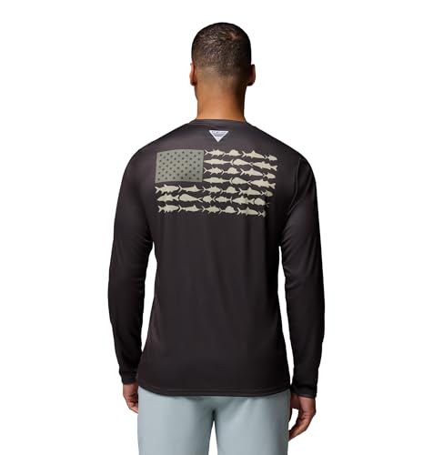 Columbia Mens Terminal Tackle PFG Fish Flag Long Sleeve, Shark/Cypress, Large2