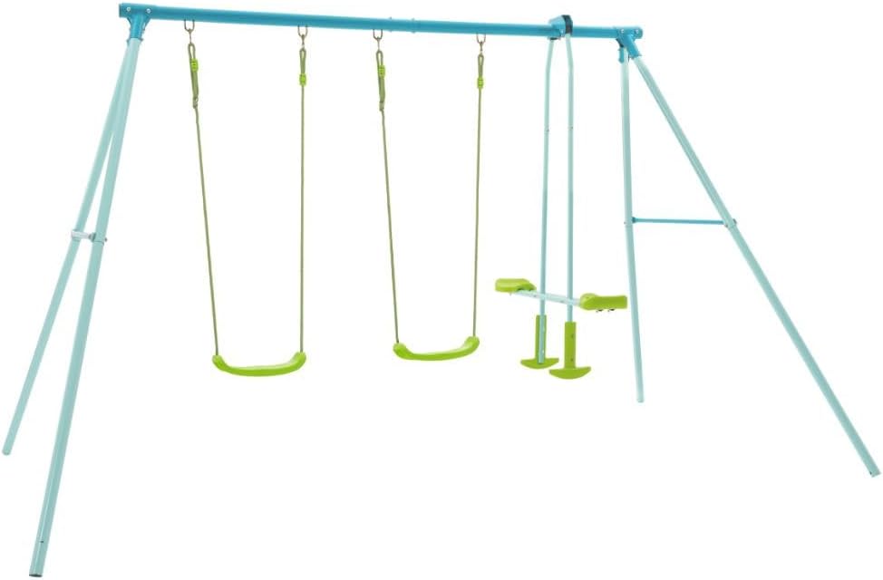 TP Toys Triple Metal Kids Swing Set with Glide Ride Seat