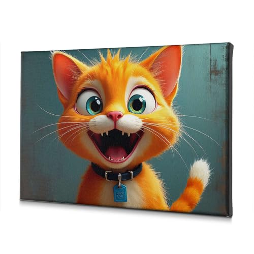 Tableau sur toile chat joyeux pour décoration de Pâques