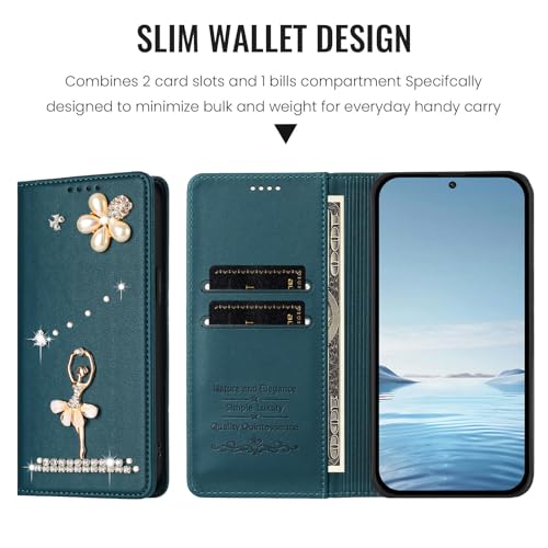 Étui portefeuille Galaxy A72 vert avec clapet magnétique résistant - 5