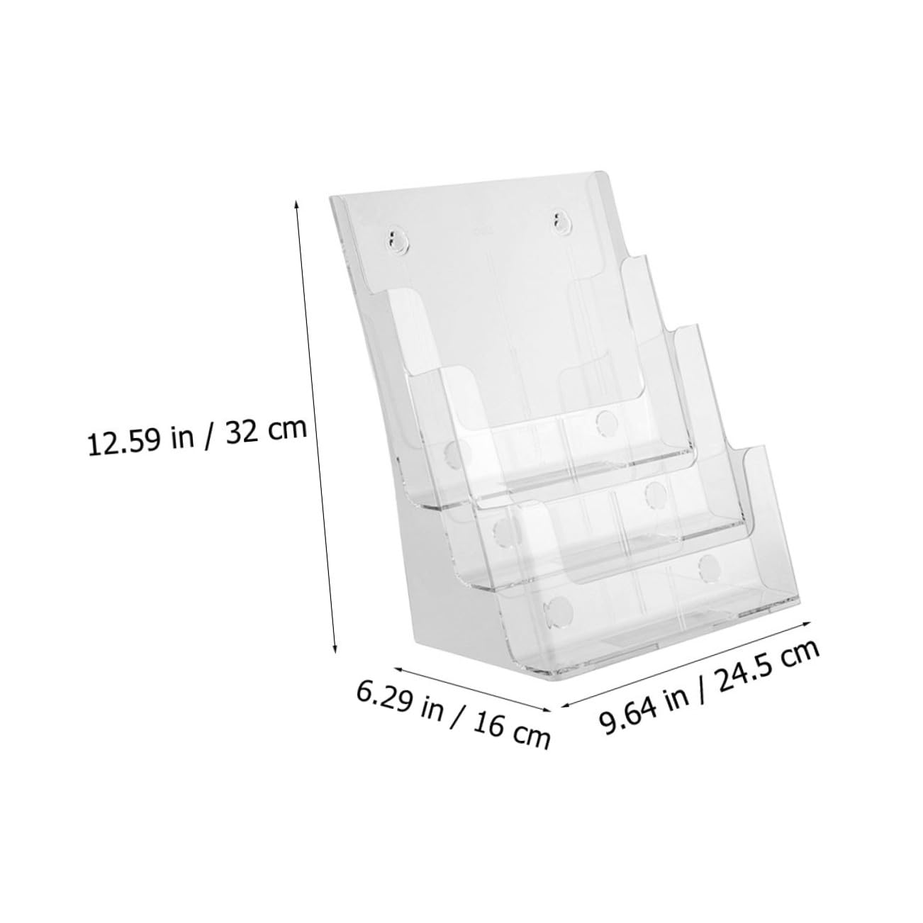 Angoily Organizzatore di Documenti da Scrivania Acrilico Trasparente a 3 Livelli, Portadocumenti e Porta Riviste per Ufficio, Supporto Compatto 245x160x320mm per File e Brochure