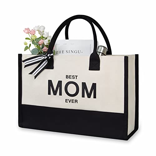 Image of Personalized Initial Canvas Beach Bag, Monogrammed Gift Tote Bag for Women