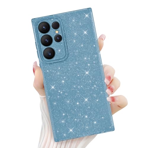 Newseego for Samsung Galaxy S22 Ultra 5G Case, Cute Luxury Sparkle Bling Glitter Case for Women Girls Soft TPU Bumper Anti-Scratch Shockproof Protective Cover for Samsung Galaxy S22 Ultra-Blue - image 1