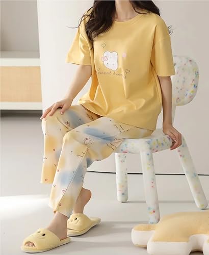 Image of Louis Luxe Womens Korean Night Dress|| Full Pyjama Set || Korean Nightsuit ||Women Nightwear ||Round Neck Full Sleeve Nightsuit || Loungewear || Everyday Nightdress (ND-11)