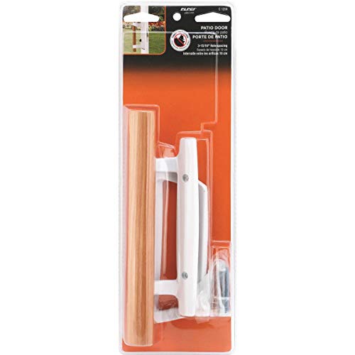 Image of Prime-Line C 1204 Sliding Glass Door Handle Set - Replace Old or Damaged Door Handles Quickly and Easily - White Diecast, Mortise /Hook Style, Fits 3-15 /16 In. Hole Spacing (1 Set)