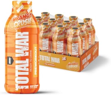 Total War Ready to Drink Pre Workout | Orange Crush | 365mg Caffeine + Citrulline Malate + Beta Alanine | Zero Sugar (12 Pack)
