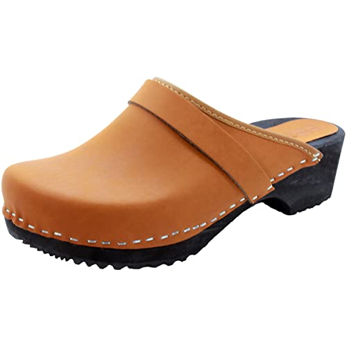 Image of Bjork Maja Wood Open Back Leather Clogs