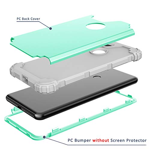 Phone Case for Google Pixel 3 XL Hard Cover Shockproof Soft Silicone Bumper Hybrid Three Layer Defender Heavy Duty Protective Wireless Charging Cell Accessories Pixel3 3XL Cases Women Girl Green