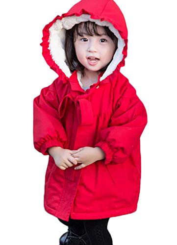 # elfinfolk 赤 フード付きダウンジャケット こびとジャンパー ジンニュウ] ベビー コート 裏起毛 モッズコート 女の子 防寒