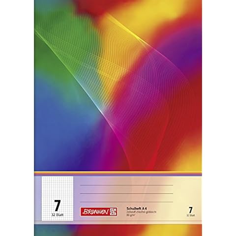 Brunnen 104430702 Exercise Book A4 32 Sheets 7 mm Squared Line Style 7 Cover