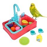 Pet Papageien Bird Bathtub, Vogelbadewanne Haustier Vogel Vogeldusche Badewanne mit Spielzeug Automatic Parrots Bathroom Bird Shower Tub