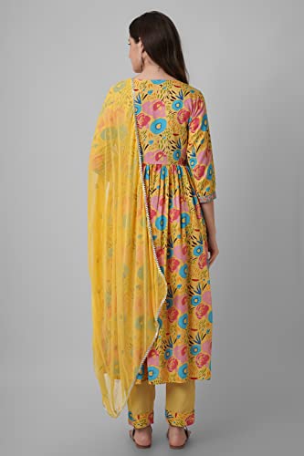 Image of Amayra Viscose Women's Embroidered Alia Cut Kurta Pant With Dupatta Set
