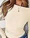 BTFBM Womens Long Sleeve T Shirts Spring Clothes 2026 Ribbed Slim Fit Boat Neck Casual Going Out Tops Workout Outfits(Beige, Large)