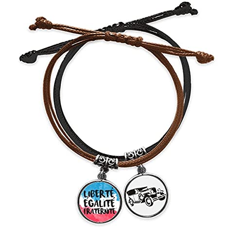 Bracelet en cuir France avec gravure de la devise républicaine