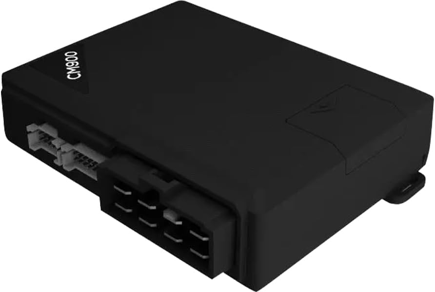 Compustar CM900-S control module with an arrow pointing to where the Blade-AL bypass module inserts.