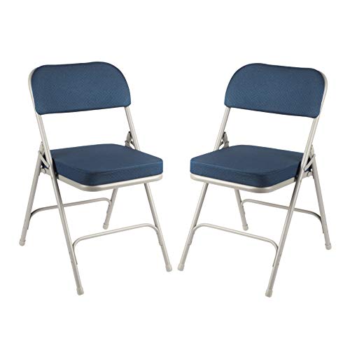 Oef Furnishings 2 Pack Fabric Upholstered 2" Cushion Folding Chair, Blue #TOP5