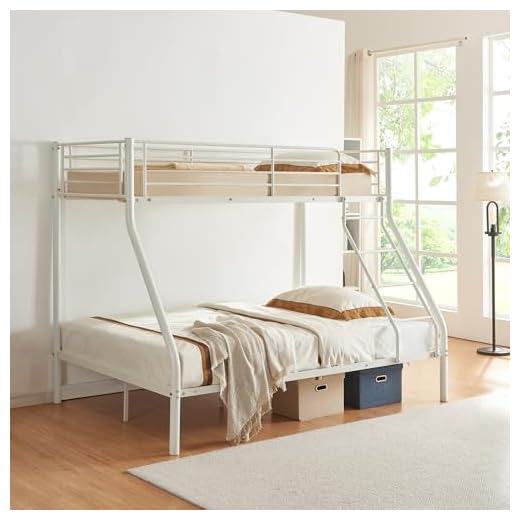 Våningssäng Sängstomme Tonåringssäng Plats för 3 Juniorsäng Metall Vit med Stege 210x147,5x168cm
