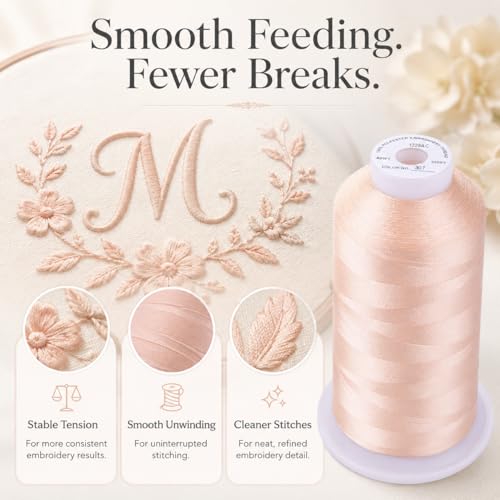 Image of Simthread 5500Yds /5000M 40WT Polyester Embroidery Thread Linen 307 | High-yardage 5000M spool offers smooth feeding and stable 40WT polyester thread for home and commercial embroidery machines.