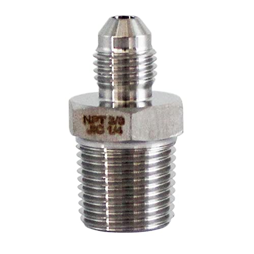 Image of HFS(R) 3 /8 inch NPT Male to 1 /4 inch JIC Male Adapter Flared Tube Fitting Pipe Connector Stainless Steel 304