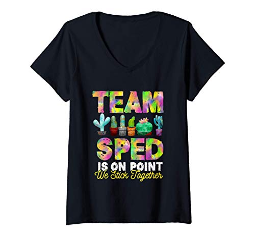 Donna Team SPED Is On Point We Stick Together | Special Education Maglietta con Collo a V