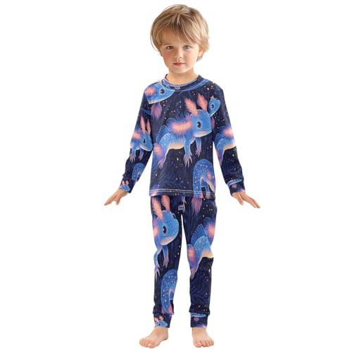Pajama Sets Long Sleeve Glowing Axolotl Pattern Prints Soft Comfy Sleepwear 2 Piece PJS 3-8T2
