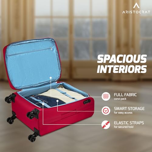 Image of Aristocrat Duralite Medium Trolley Bag, 68Cm | Combination Lock | 8 Wheels | 3 Years International Warranty | Red