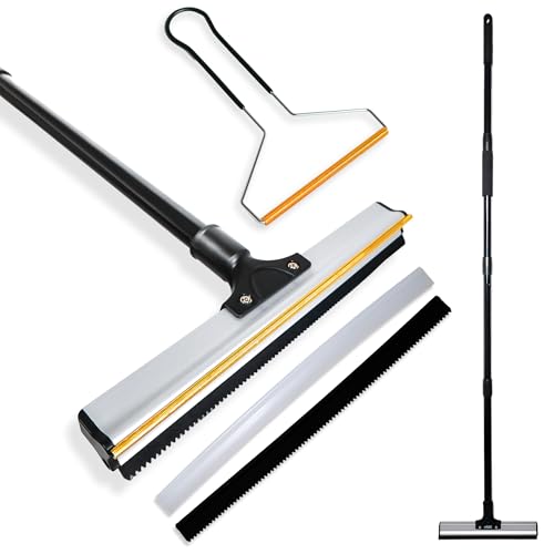 Viblii Dual-Edge Pet Hair Carpet Rake and Scraper - Pet Hair Removal with 157cm Adjustable Handle Swappable Squeegee and Tooth Edge Dog and Cat Hair Remover Tool for Low Pile Carpets and Rugs