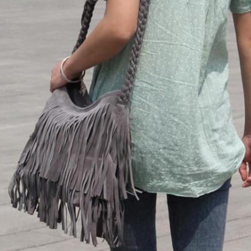 Image of Fringe Crossbody Handbag: Black Fringe Purse Crossbody Bag For Women Summer