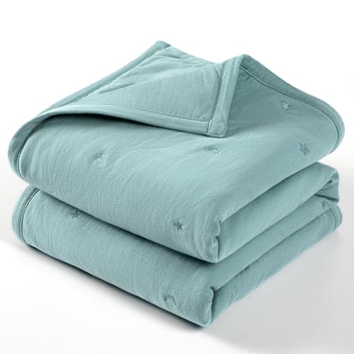 Image of lulumoon Baby Crib Blanket - Jersey Cotton Crib Quilt for Infant and Toddler Bedding - Lightweight Nursery Quilted Blanket for Girls and Boys 30x40''(Sage)