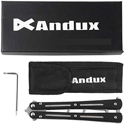 Andux Folding Stainless Steel Lightweight with Replacement Screws (Black-Silver)