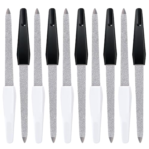 KEYRI 10 Piezas Lima Uñas, Limas de Uñas Profesionales Reutilizable Lima de Uñas Accesorios y Herramientas para Uñas Lima Unas Metal para Uso Doméstico y Salón (5 Negro + 5 Blanco)