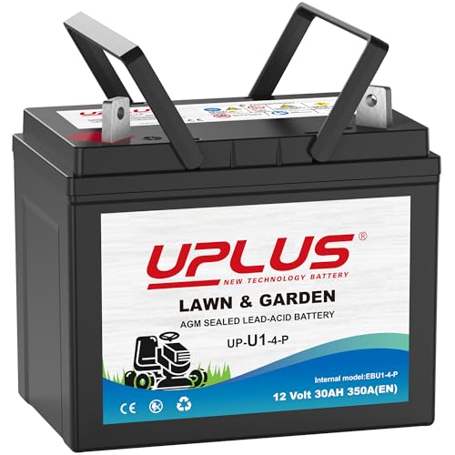 UPLUS UP-U1-4-P Rasentraktor Batterie 350A 12V 30Ah AGM Rasentraktor Batterie Starterbatterie für Aufsitzmäher wartungsfrei Maße: 195x125x176 mm (+，-)